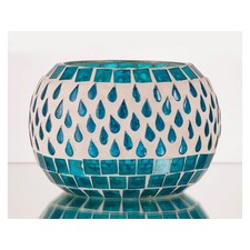 Turquoise Tear Drop Mosaic Rolly Polly Votive