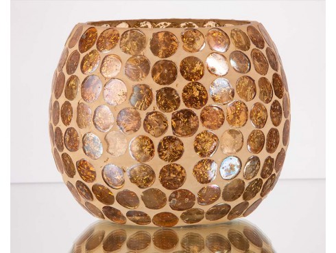 Gold Dots Mosaic Rolly Polly Votive 