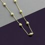 9ct Yellow Gold Plated Sterling Silver Oval Beaded Diamond Cut Trace Chain Necklace