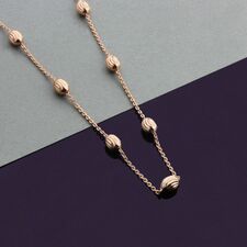 9ct Rose Gold Plated Sterling Silver Oval Beaded Diamond Cut Trace Chain Necklace
