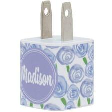 Monogram Lavender Floral Phone Charger - Classy Chargers