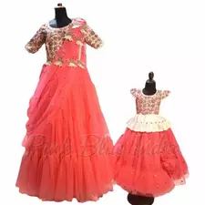 Mother and Daughter Matching Party Wear Lehenga Combo