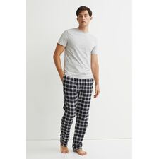 2-pack Flannel Pajama Pants - Natural white/plaid - Men | H&amp;M US