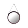 Classic dark Brown Real Leather round Wall Mirror