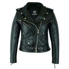 Black Classic Womens Brando Motorcycle Leather Jacket Ladies Biker Cowhide -