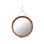 Classic Brown Real Leather round Wall Mirror