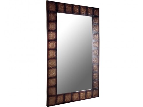 Brown Patina Tiles Patterned Wall Mirror