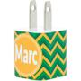 Monogram Green Gold Chevron Phone Charger - Classy Chargers