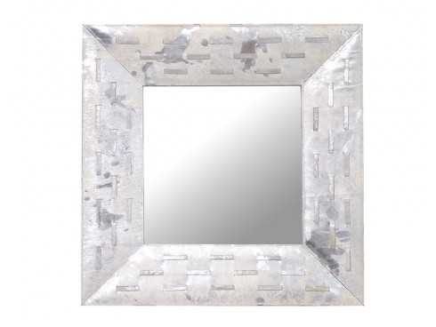 Silver Foil print Hairon Leather Wall Mirror