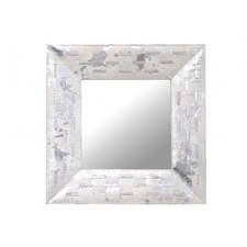 Silver Foil print Hairon Leather Wall Mirror