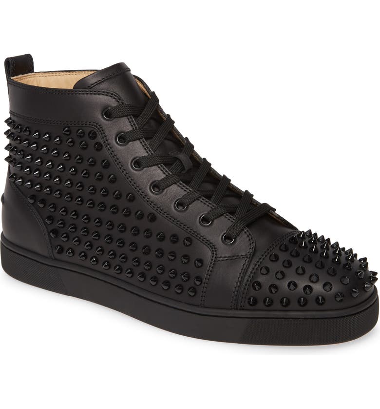 CHRISTIAN LOUBOUTIN Louis Allover Spikes High Top Sneaker, Main, color, BLACK/BLACK