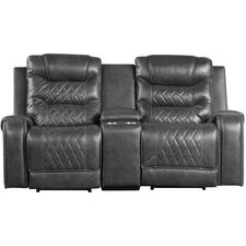 Homelegance Furniture Putnam Power Double Reclining Loveseat in Gray 9405GY-2PW