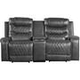 Homelegance Furniture Putnam Power Double Reclining Loveseat in Gray 9405GY-2PW