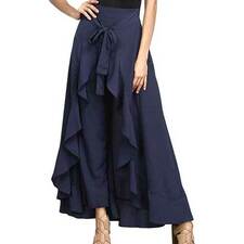 Womens blue maxi pant skirt