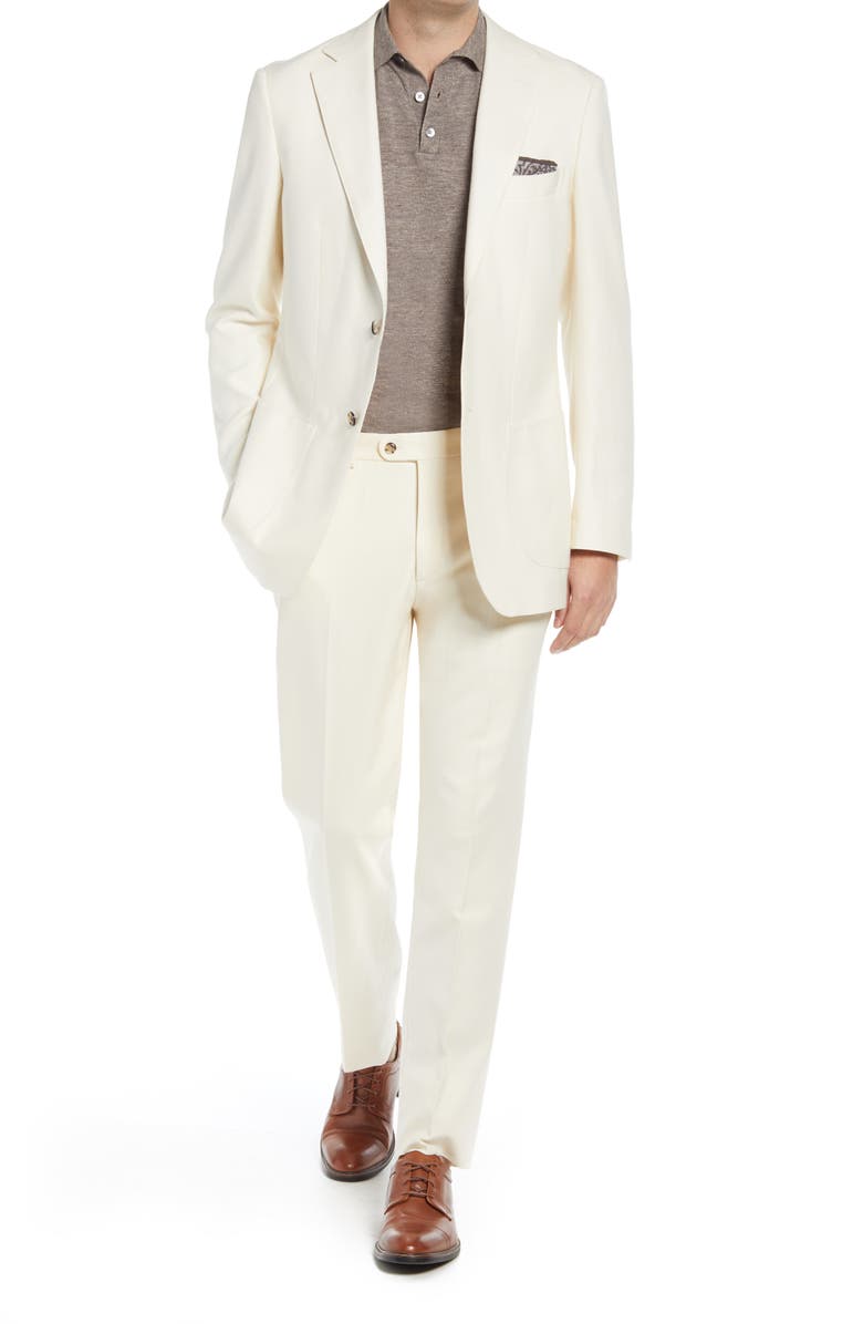 SUITSUPPLY Havana Slim Fit Cotton Suit, Main, color, OFF WHITE