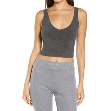 BAREFOOT DREAMS® CozyChic Ultra Lite™ Rib Crop Top, Main, color, CARBON