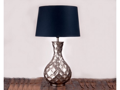 Hammered Patterned Nickel Antique Table Lamp 
