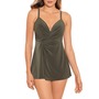 MIRACLESUIT® Twisted Sister Adora Skirted One-Piece Swimsuit, Main, color, OLIVETTA GREEN
