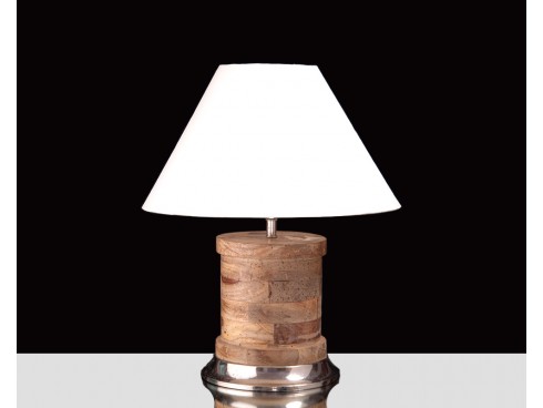 Cylindrical Shaped Wooden Table Lamp