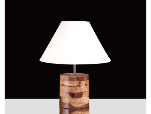 Cylindrical Shaped Wooden Table Lamp