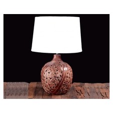 Brown Patina Pointsettia Table Lamp