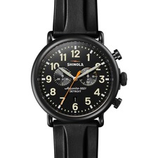 SHINOLA Runwell Chronograph Rubber Strap Watch, 47mm, Main, color, BLACK