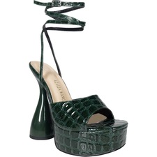 AZALEA WANG Keeping Croc Embossed Platform Sandal, Main, color, GREEN