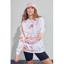 Women's Pink Thankful Tie-Dye Crew Neck Sweatshirt