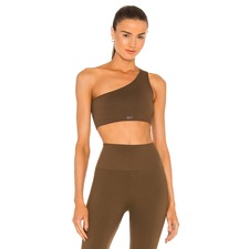 Ribbed One Shoulder Sports Bra in Brush 