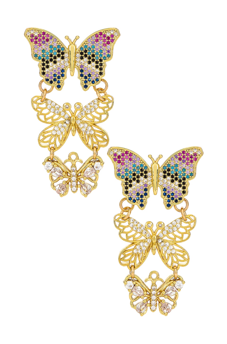Anton Heunis Triple Butterfly Earring in Multicolors | REVOLVE