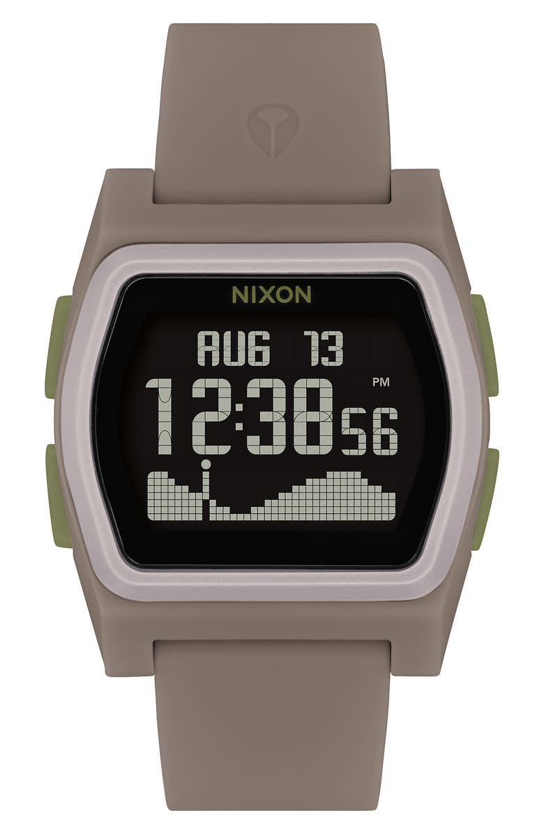 NIXON Rival Digital Silicone Strap Watch, 38mm, Main, color, WARM GRAY