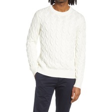SELECTED HOMME Cable Knit Sweater, Main, color, JET STREAM