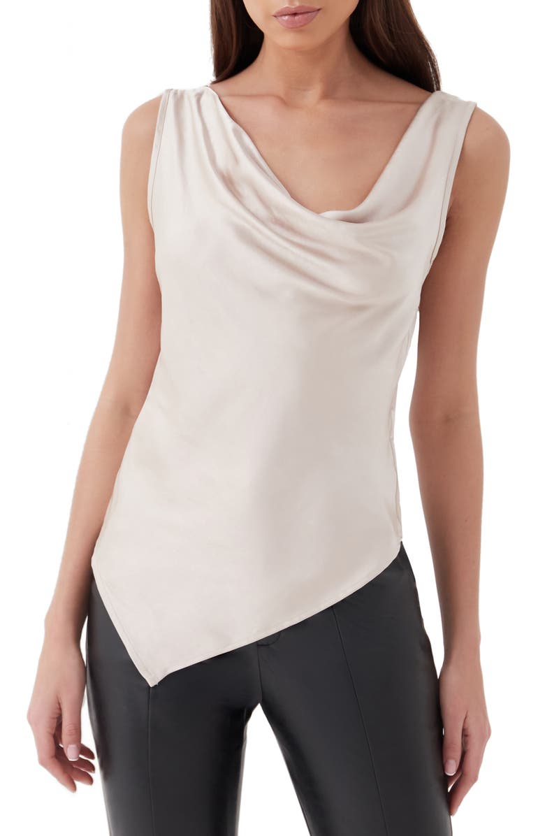 4TH &amp; RECKLESS Aida Cowl Neck Satin Tank, Main, color, NUDE