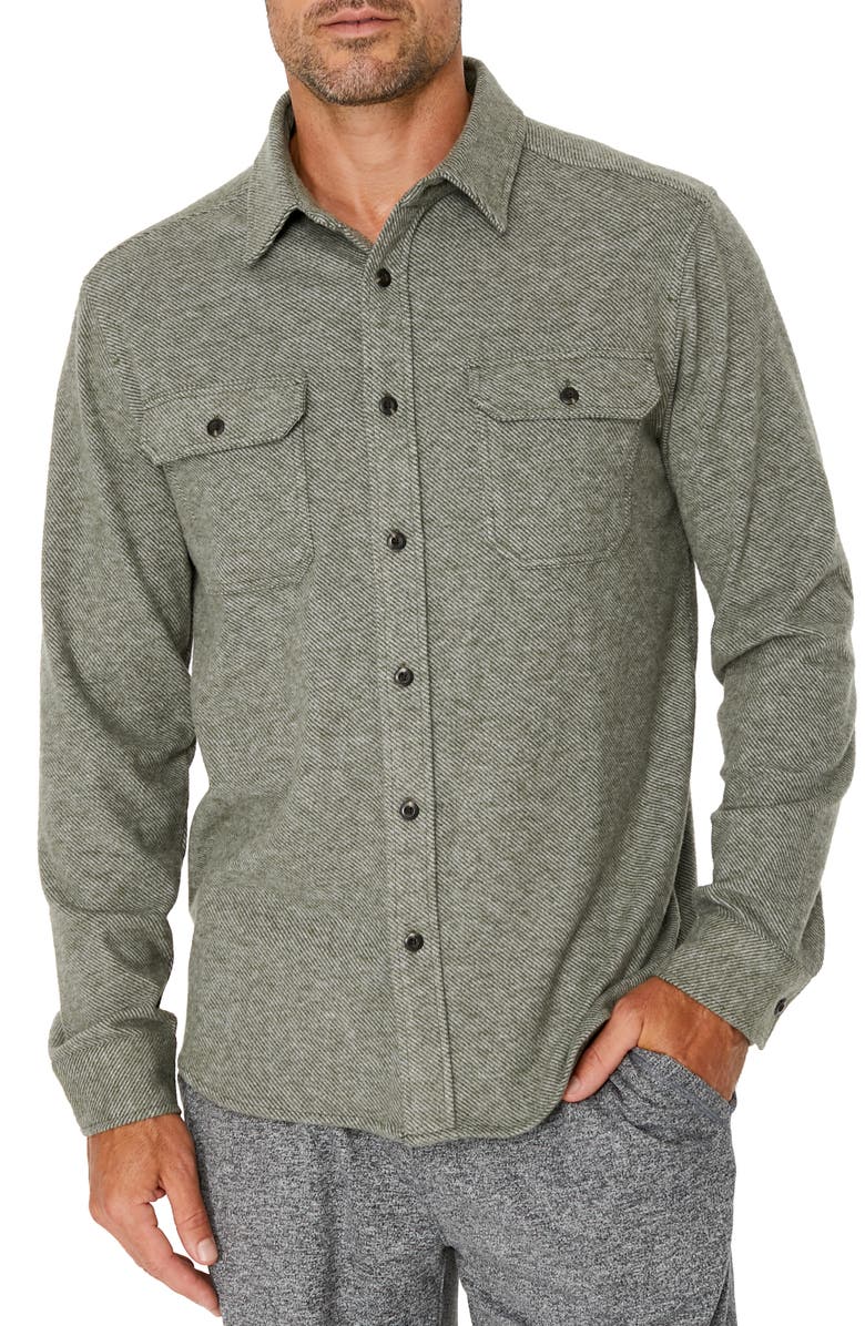 Generation Stretch Twill Button-Up Shirt, Main, color, OLIVE