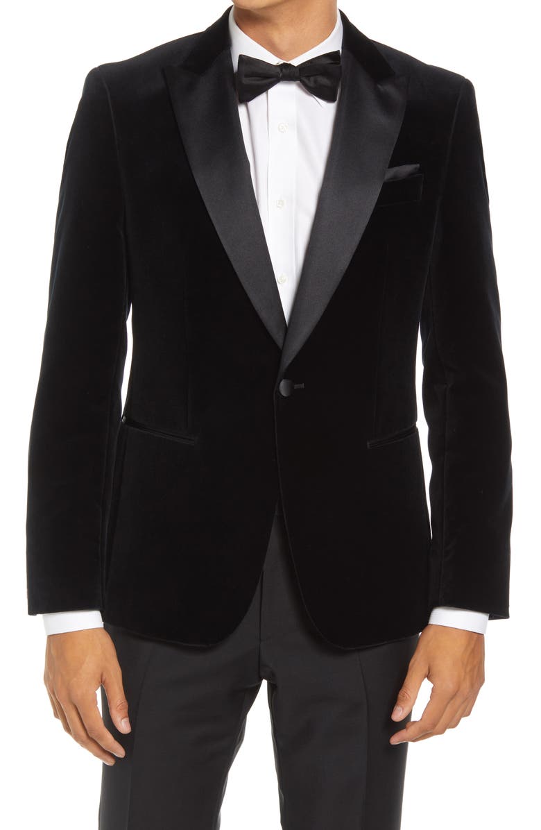 Huge Velvet Tuxedo Jacket, Main, color, BLACK