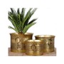 Brass Antique Daisy Planter - Set of 3