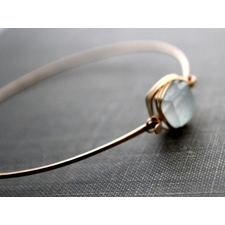 Aquamarine Bezel Style Bangle