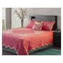Coral coloured Hand Quilted Bedspread with Applique work