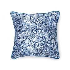 Blue / White Embroidered Lace Cushion Cover