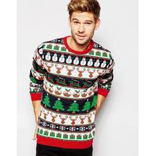 ASOS Holidays Sweater with All Over Festive Pattern