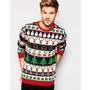 ASOS Holidays Sweater with All Over Festive Pattern