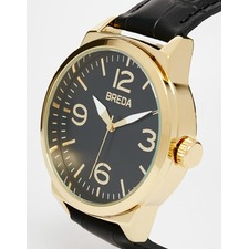  Breda Leather Watch In Black 44mm Case