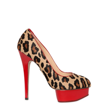 CHARLOTTE OLYMPIA - 140MM LEOPARD PRINT PONYSKIN POLLY PUMPS - LUISAVIAROMA - LUXURY SHOPPING WORLDWIDE SHIPPING - FLORENCE