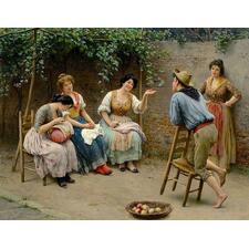 Oil Painting Reproduction Portrait Canvas Art Eugene de Blaas Chat Decor (hand painted)