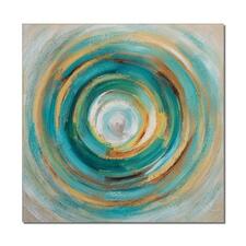 Hand Painted Abstract Green With Blue Colorful Circle Oil Painting Decorative Wall Art Decor