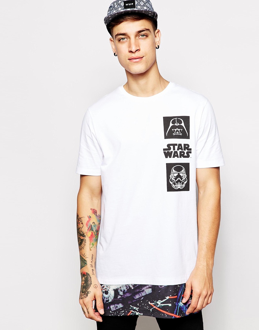 ASOS Super Longline T-Shirt With Star Wars Cut And Sew