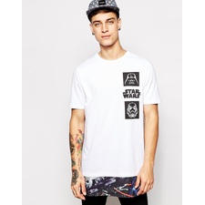 ASOS Super Longline T-Shirt With Star Wars Cut And Sew