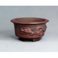 Red Clay Dragon - Tokoname Bonsai Pot - bigei80