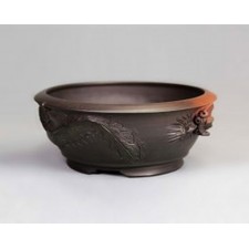 Hand Carved Dragon by Motozo - Tokoname Bonsai Pot