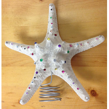 Real Starfish Christmas Tree Topper - Multi-Colored Rhinestones - New - Made in Hawaii
